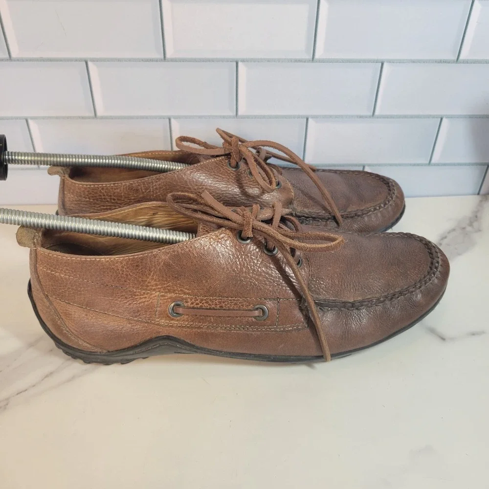 Martin Dingman Mens Brown Leather Boat Shoes Vibram Sole 9.5 M Chukka Brazil